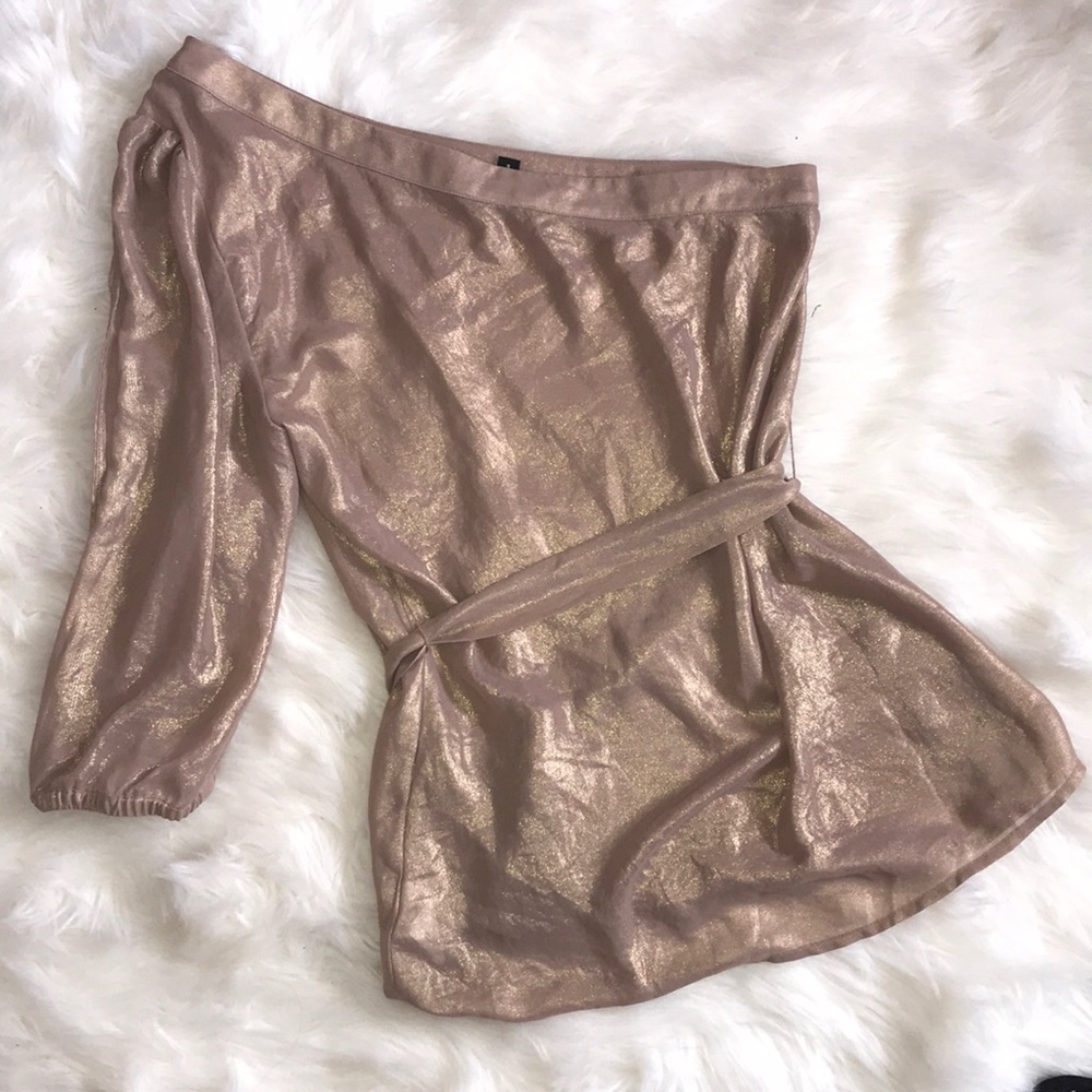 Bebe one shoulder gold top - Picture 5 of 7